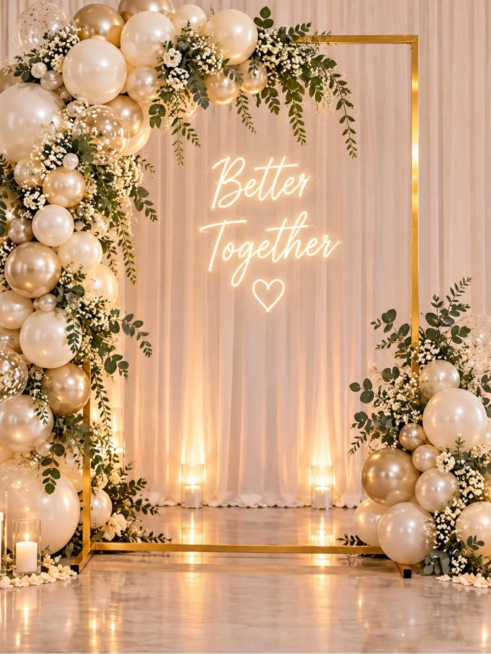 Gold Floral Arch Backdrop 6.6 x 4ft